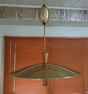 Mid-Century Modern Pull-Down Pendant Lamp c.1960 — Perforated Shade with Starfield Effect
